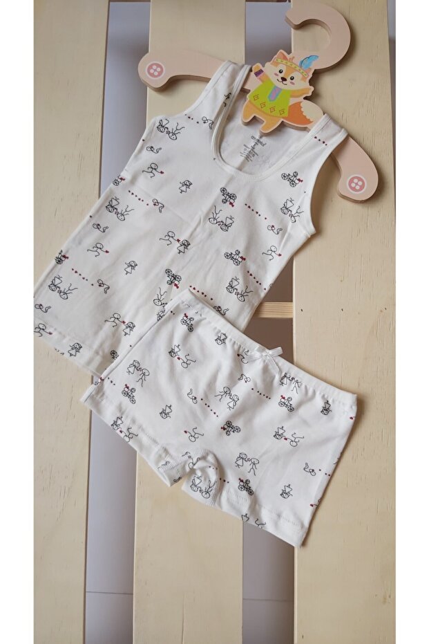 Kız Çocuk 3'lü Geniş Askı Atlet Ve Boxer Takım - 5