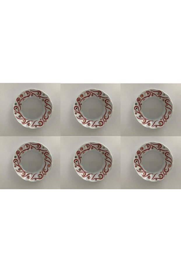 6-Piece Porcelain Red Yakamoz Tea Plate