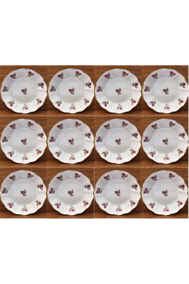 Porcelain Tea Plate Pink Floral 12-Piece