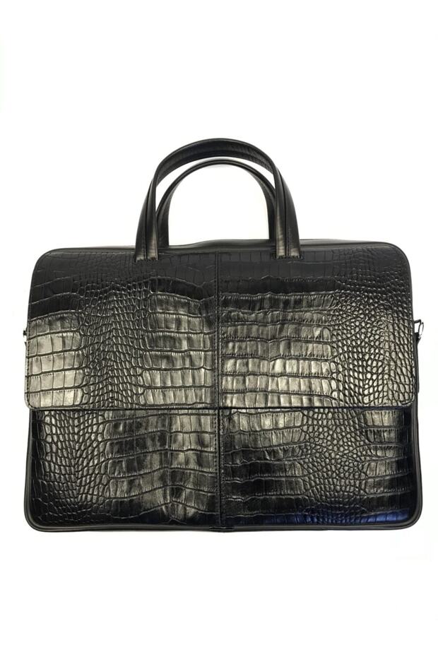 Men's Black Genuine Leather Briefcase & Laptop Bag