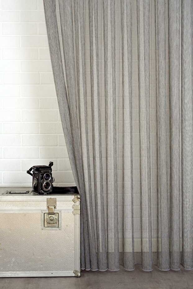 Striped Tulle Smoked 1-3 Thin Pleat