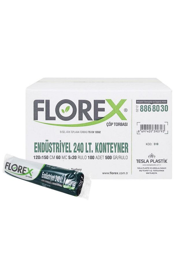 240 Lt Endüstriyel Konteyner Çöp Torbası Çöp Poşeti 120x150 Cm 1 Koli 20 Rulo 100 Adet - 1