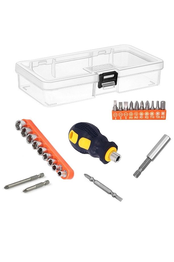 Çantalı Tornavidalı Lokma Takımı Yıldız Düz Bits Uç Seti Altıgen Bits Hex 25 Parçalı - 1
