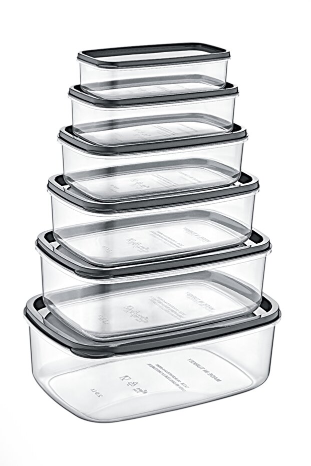 Set of 6 Rectangular Sweet Transparent Storage Container Set - 1