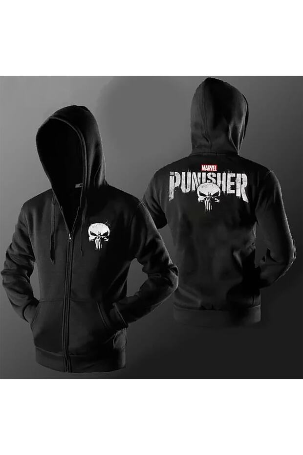 Punisher Marvel Fermuarlı Kapşonlu - 1