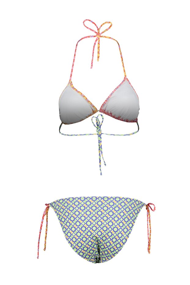 Geometrik Üçgen Kaplı Regular Düşük Bel Bikini Takımı TBESS22BT0002 - 7