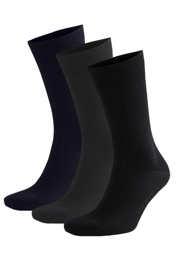 Cotton Multicolored Classic Plain Socks 3-Piece
