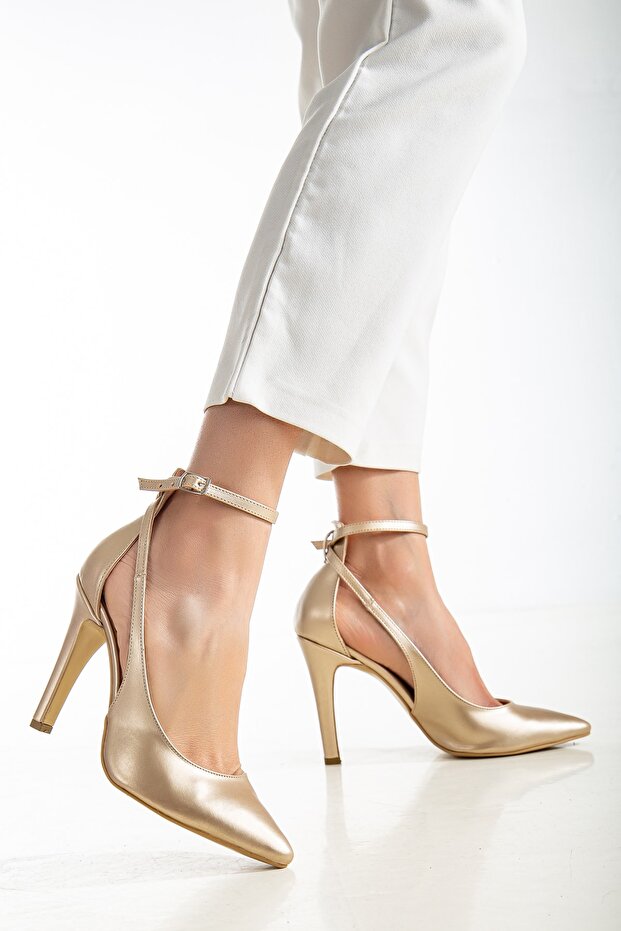 Women's Stiletto High Heel Matte Gold Color
