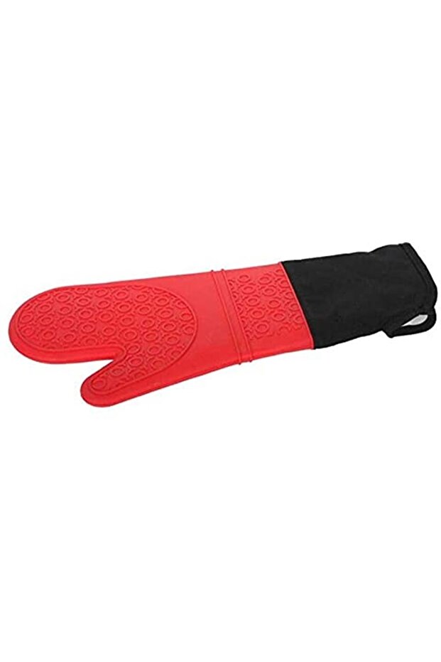 Silicone Oven Mitt Heat Resistant Gloves Fireproof Gloves Non-Stick Double Layer, Red,