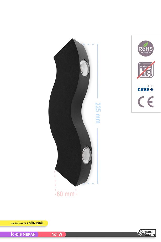 4w Çift Yönlü Led Duvar Aplik İç ve Dış Mekan Dekoratif Aydınlatma - 4