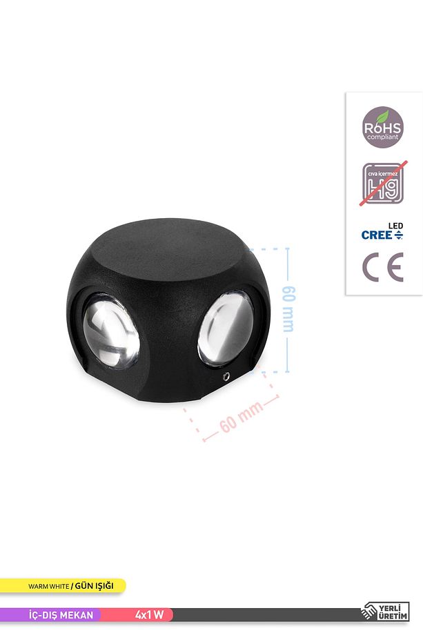 4w Çift Taraflı Led Duvar Aplik Iç Ve Dış Mekan Dekoratif Aydınlatma Bahçe Aydınlatması - 4