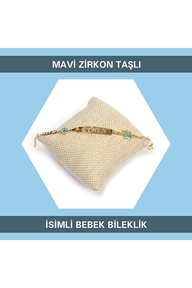 Blue Zircon Stone Baby Boy Bracelet 14 Cm