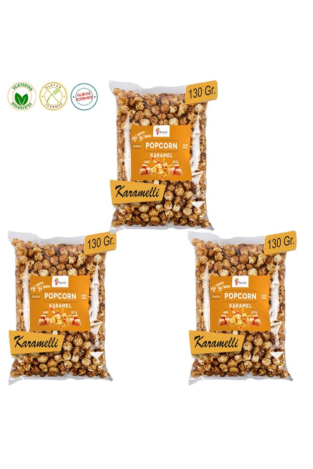 3 Pack Caramel Popcorn / Caramel Popcorn 130 Gr.
