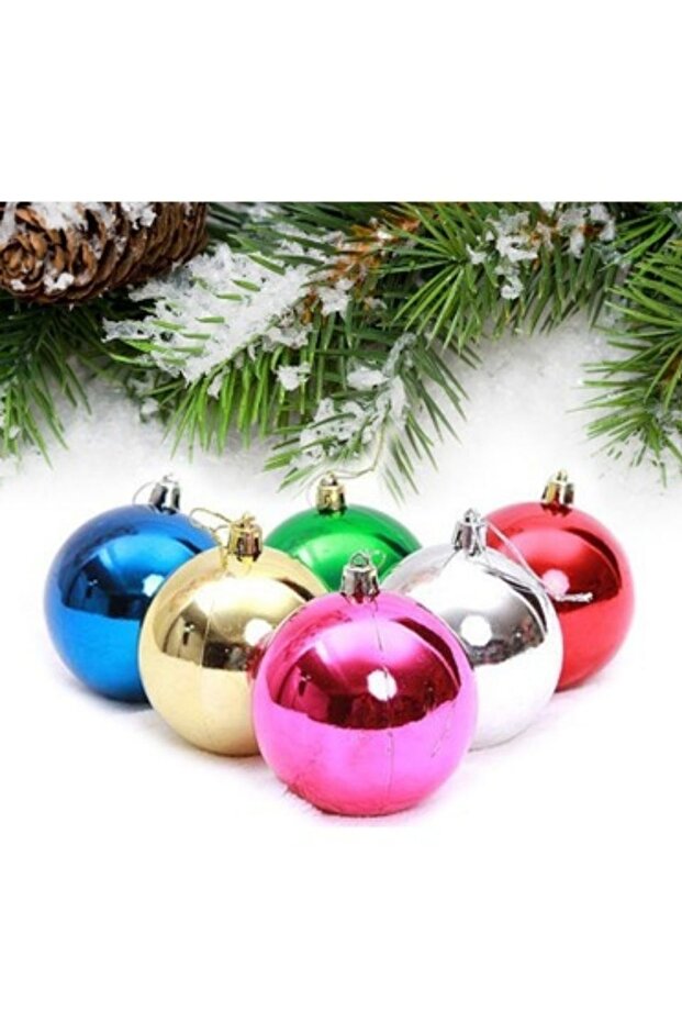 New Year's Party Mixed Color Ball Ornament 4 Cm 6 Pieces