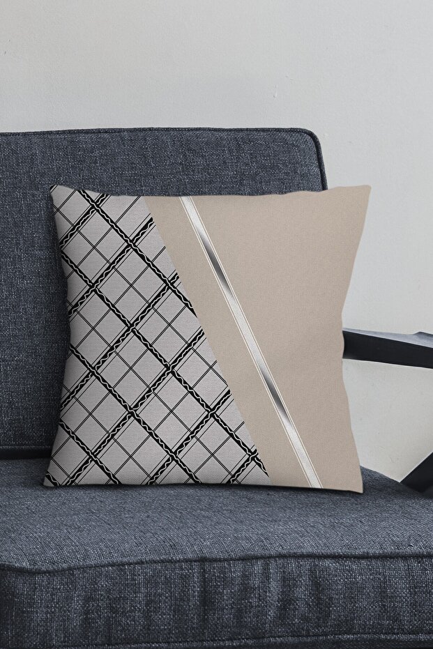 Silver Mink Premium Thai Feather Woven Fabric Plaid Double Sided Throw Pillow Pillow Case Krl1086
