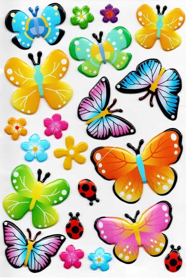 Sticker Embossed A4 Size Stiker Notebook, Planner Label, (lim053) - Butterfly