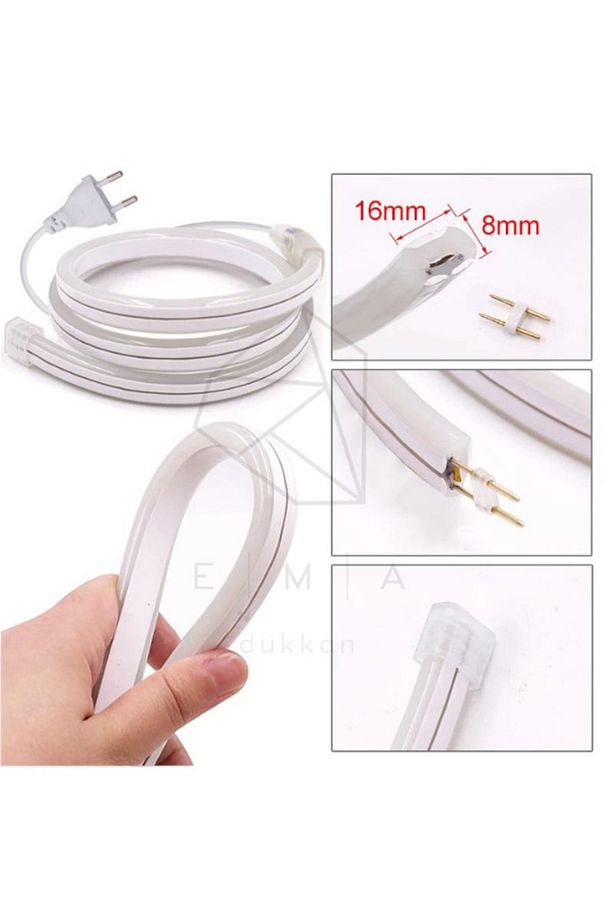 20 Metre Kırmızı 220 Volt Neon Led Tak Çalıştır Esnek Şerit Neon Led Aydınlatma 8x16 Mm Hortum Led - 3