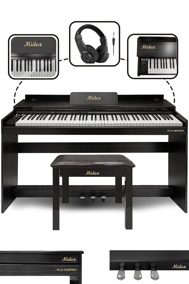 Plx-140 Pro-bk Dijital Piyano Bluetooth Tuş Hassasiyeti 88 Tuşlu Kapaklı (KULAKLIK VE TABURE) - 5