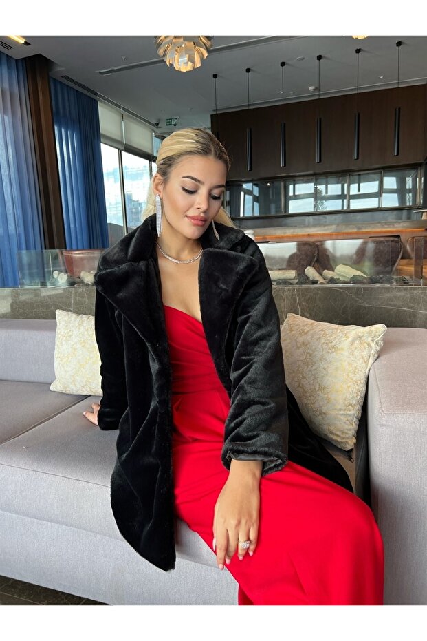 Collared Plush Fur Coat - 4