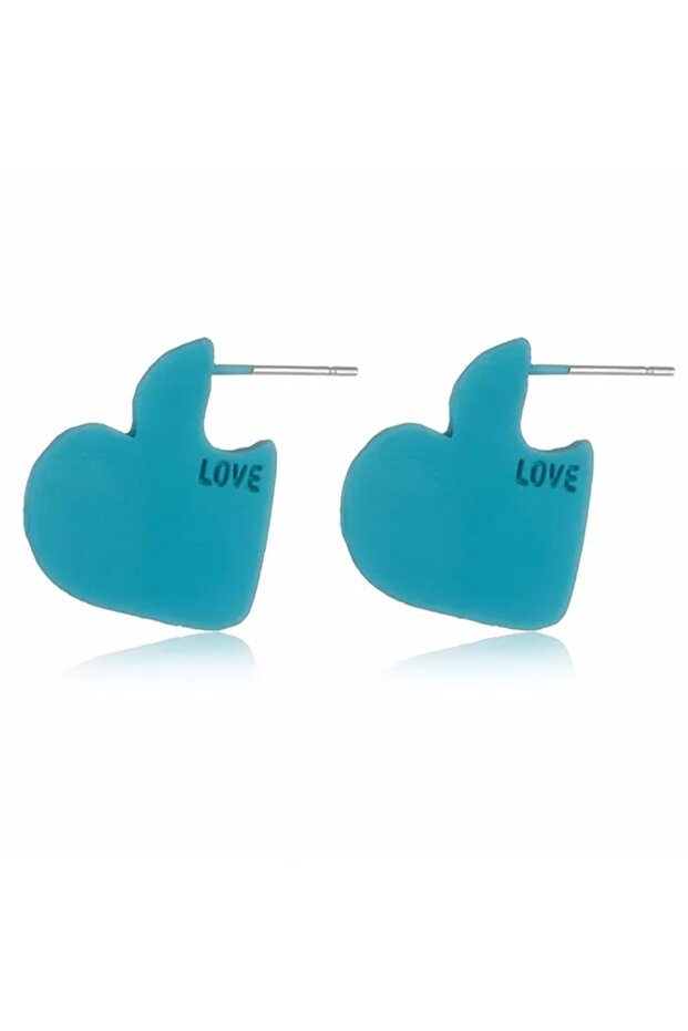 Design Blue 2 cm Long Heart Earrings