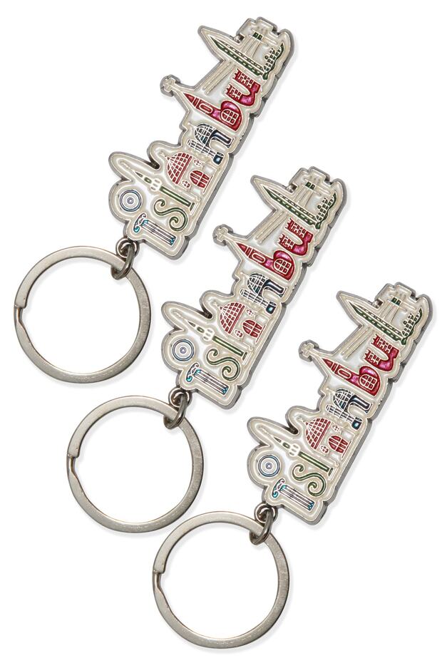 Metal Istanbul Silhouette Model Keychain Set of 3