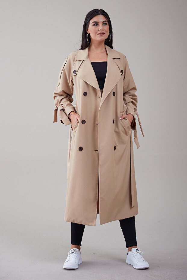 Elite Women's Beige Oversize Trench Coat