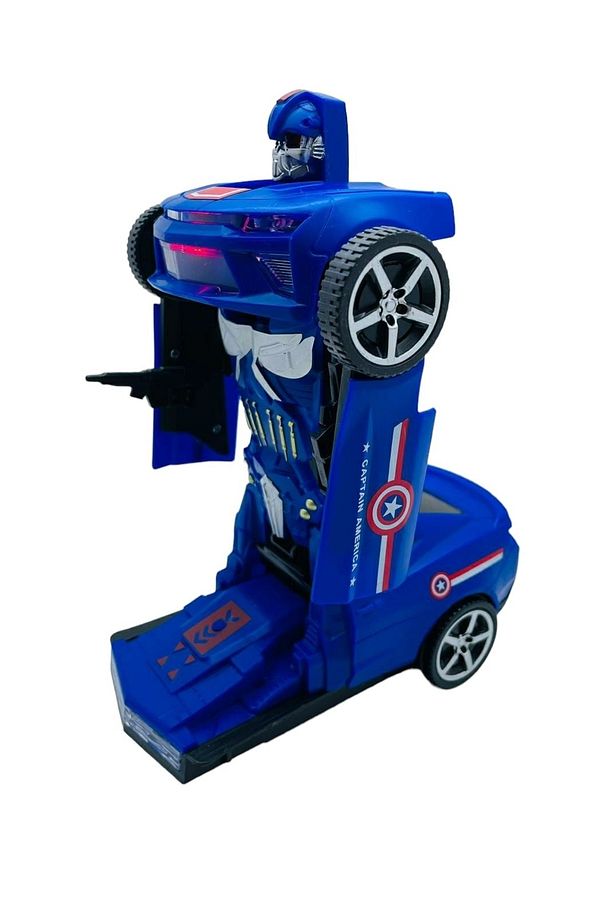 Avengers Sesli Işıklı Robota Dönüşen Araba Kaptan Amerika Robot Olan Transform Dans Eden Araç - 5