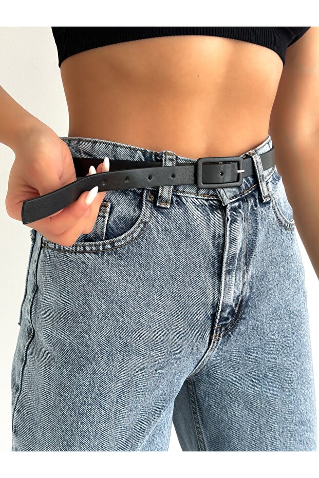 Basic Square Buckle Black Belt - 1