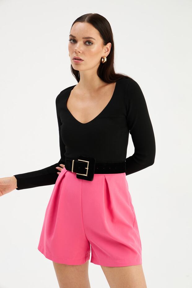 V Yaka Triko Bluz - 4