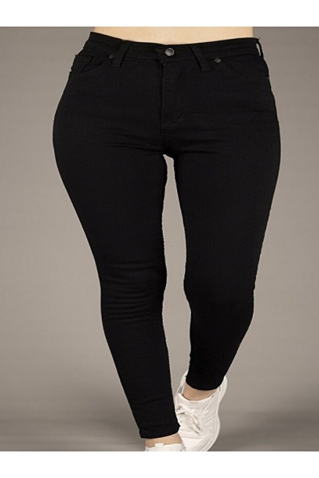 Siyah Keten Pantolon - 1