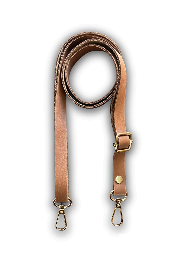 Genuine Leather Bag Handle (120 Cm - 1.5 Cm) - Orange Peel