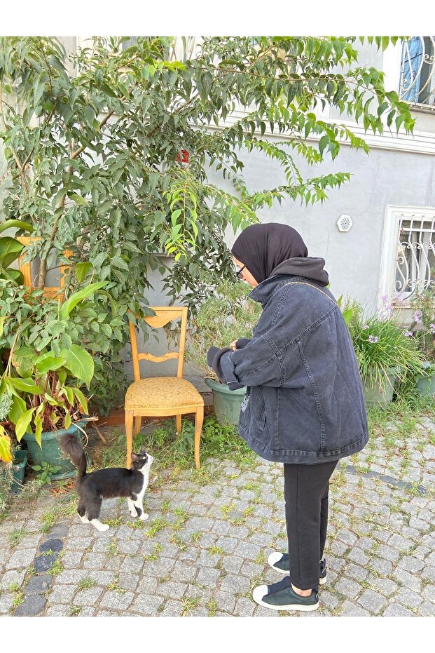 Jachetă oversize din denim ruptă - 5