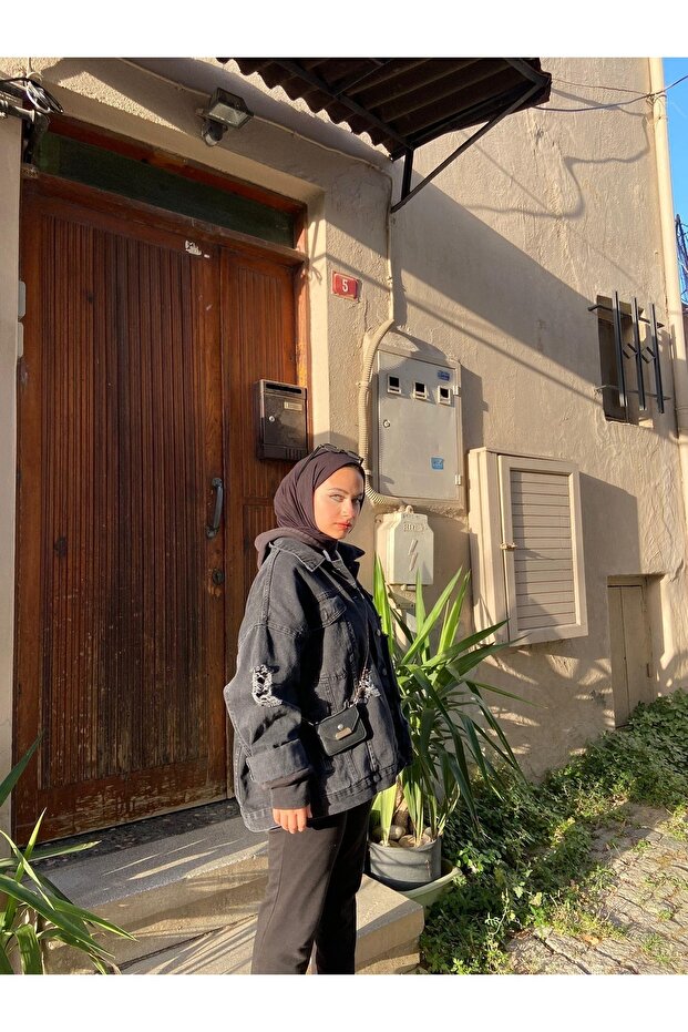 Jachetă oversize din denim ruptă - 6