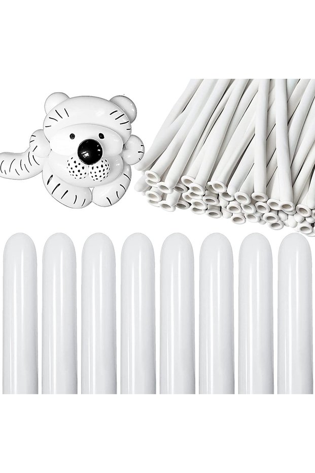 Balloon Sausage Balloon Helium Balloon Clown Balloon 10 Pieces White Color