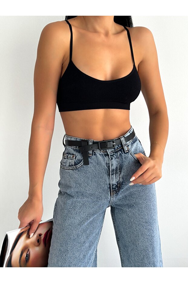 Basic Square Buckle Black Belt - 2