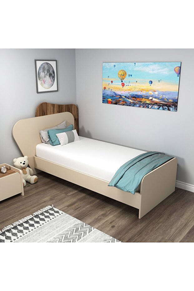 Suave 90x190 Ölçülerinde Yatak Uyumlu Tek Kişilik Karyola Ceviz Bej - Suave - 1