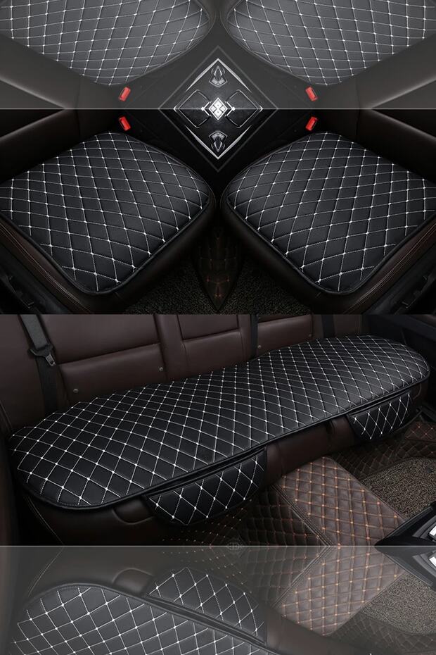 Dali Series Leather Sofa Cushion Protection Cover Seat Set of 3 Black-white