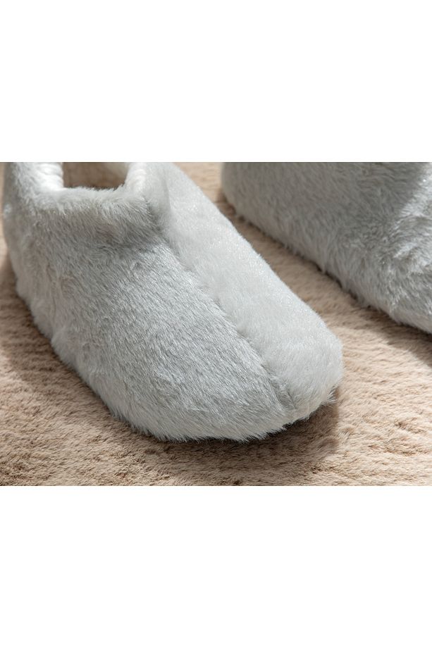 Plain Peluş Kadın Ev Botu 36 Gri - 2