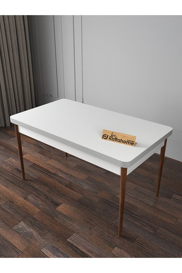 Fixed Beyaz 70x110 Cm , 4 Kişilik Sabit Masa Sandalye Takımı , Mutfak Masa Takımı - Haki - 3