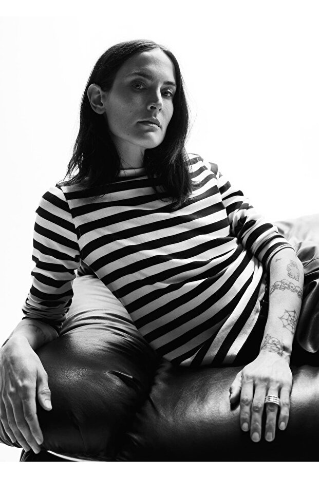 %100 Pamuklu Çizgili Tişört - 5