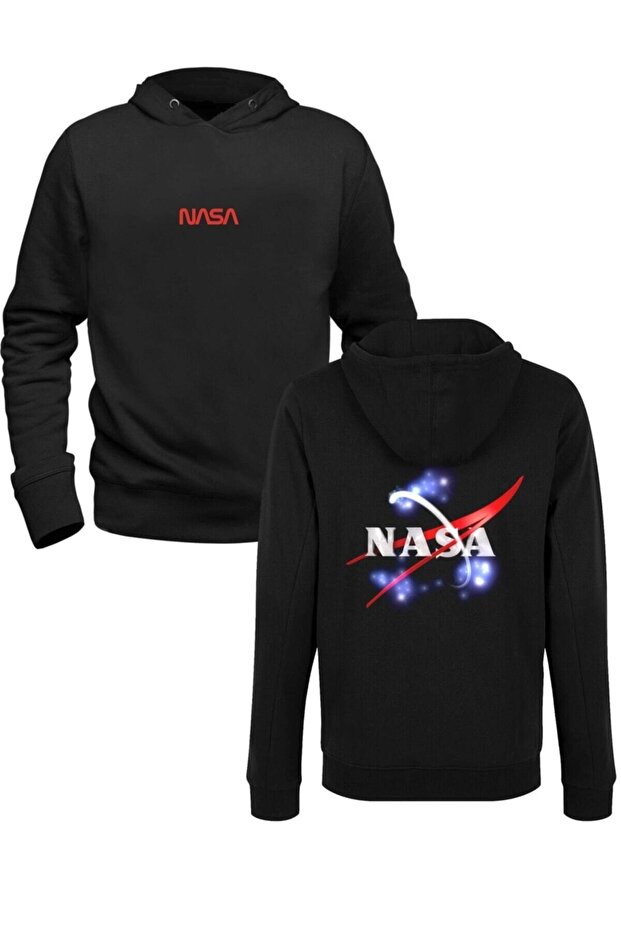 سويت شيرت أسود مطبوع من الأمام والخلف للأطفال من Nasa-space
