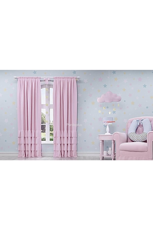 ستارة خلفية بجناح واحد وردي مكشكش متوافقة مع كورنيش - 2