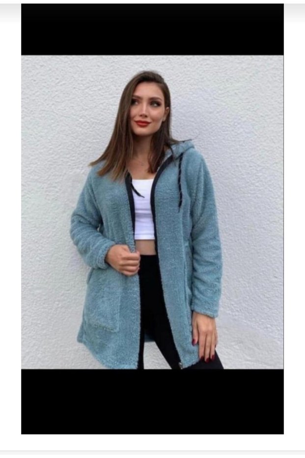 Kapşonlu Peluş Hırka