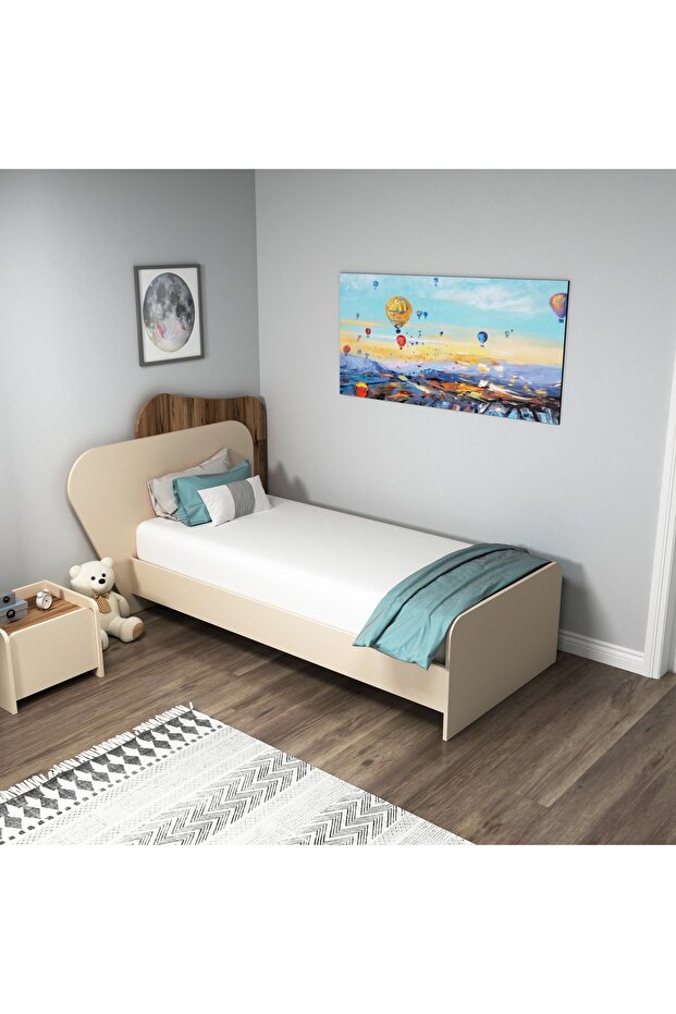 Suave 90x190 Ölçülerinde Yatak Uyumlu Tek Kişilik Karyola Ceviz Bej - Suave - 2