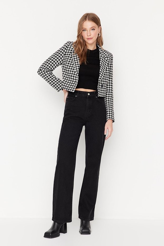 High Waist Lycra Wide Leg Jeans - Wide Leg