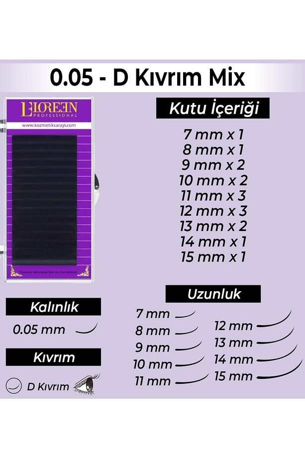 Professional Ipek Kirpik Set 0.05 D Kıvrım Mix - 1