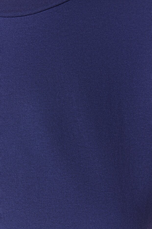 Lacivert %100 Pamuk Düğme Detaylı Vatka Görünümlü Basic Bisiklet Yaka Örme T-Shirt TWOSS23TS00016 - 2