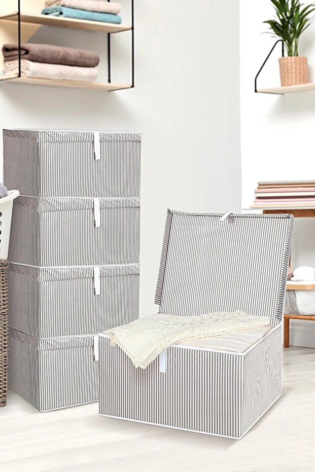 5 Adet Kapaklı Çok Amaçlı Hurç Saklama Kutusu Organizer Maxi 50 X 40 X 30 Cm - 1