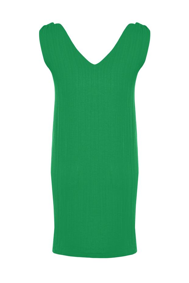 Strandkleidung, grünes, gewebtes Minikleid mit Schnürdetail TBESS23EL00108 - 8