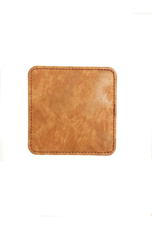 Square Coaster Light Brown Color Pull Up Faux Leather Coaster (1 Piece)
